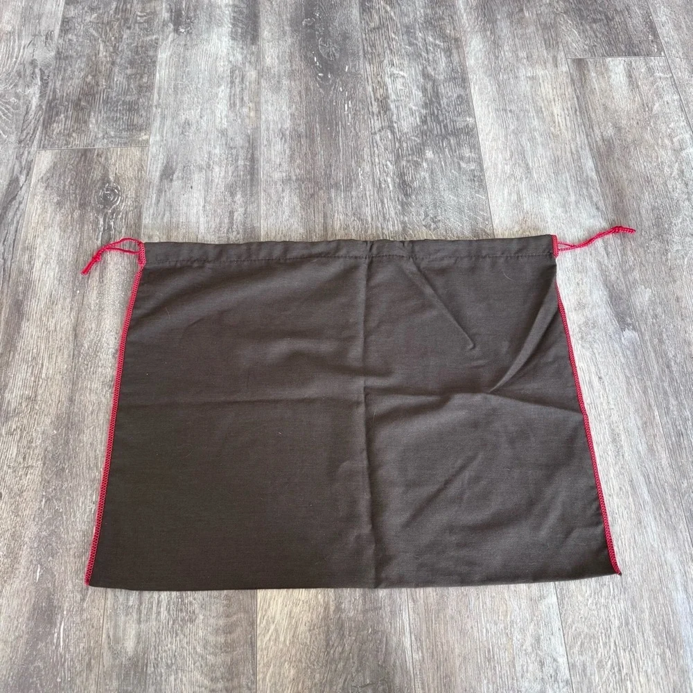 Coach Cotton Cloth Brown Dust Bag with Red Trim and Drawstring - 19.25” x 14.75”